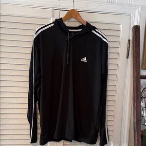 Adidas Black Hoodie with White Stripes